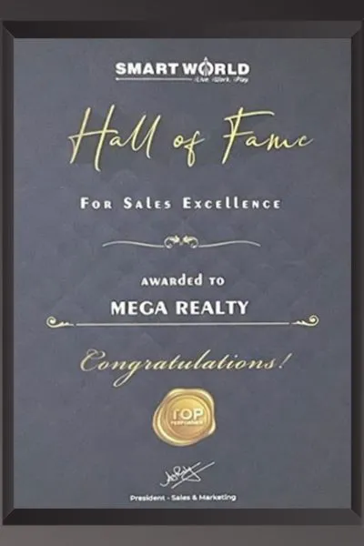 A dark navy framed award plaque from Smart World titled 