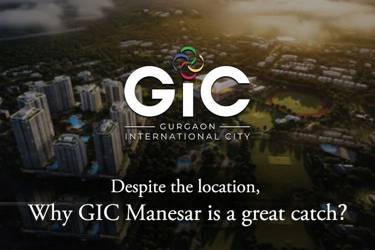 Aerial view of GIC Manesar with high-rise towers, green spaces, and central branding