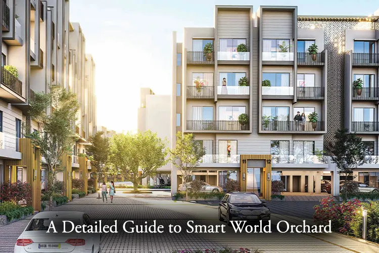 Modern residential complex Smart World Orchard with landscaped pathways, greenery, and contemporary architecture.