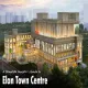  Illuminated Elan Town Centre building at night with glowing "ELAN" and "ELAN TOWN CENTRE" signage, PVR cinema branding, and "A Complete Investor's Guide to Elan Town Centre" text overlay.