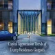 Capital appreciation trends of Trump Residences Gurgaon showing luxury tower entrance with a premium car.