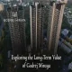 Aerial view of Godrej Miraya's high-rise residential towers with logo, with overlay text "Exploring the Long-Term Value of Godrej Miraya".