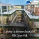 Interior aerial view of M3M Corner Walk's multi-level retail atrium with shoppers and green-lined walkways, with text overlay – Exploring the Investment Potential of M3M Corner Walk.