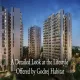 Aerial twilight view of Godrej Habitat's modern high-rise residential towers in Gurugram, surrounded by lush greenery, with the text 'A Detailed Look at the Lifestyle Offered by Godrej Habitat' overlaid.