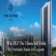 DLF The Ultima by DLF logo and luxury high-rise residential towers with modern architecture, lush greenery, and blue sky, with blog title text "Why DLF The Ultima Still Holds Its Premium Status in Gurgaon" overlaid in white bold font at the bottom..