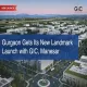 Panoramic view of GIC, Gurgaon International City in Manesar, featuring modern commercial buildings, green spaces, and well-planned infrastructure at sunset. A new landmark launch with contemporary architecture.