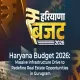 Haryana Budget 2026 graphic highlighting massive infrastructure drive and real estate opportunities in Gurugram