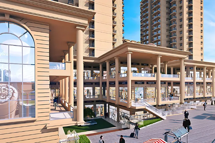 Signature Global Imperial residential complex in Sector 88A Gurugram with classical architecture, landscaped plaza, and vibrant community spaces.